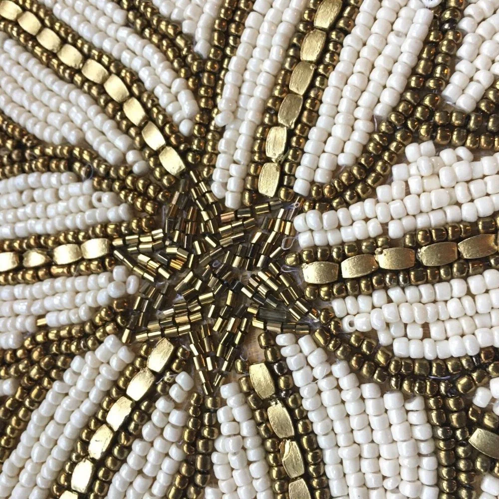 Cynthia Rowley Christmas Gold Poinsettia Beaded Table Runner Centerpiece Holiday